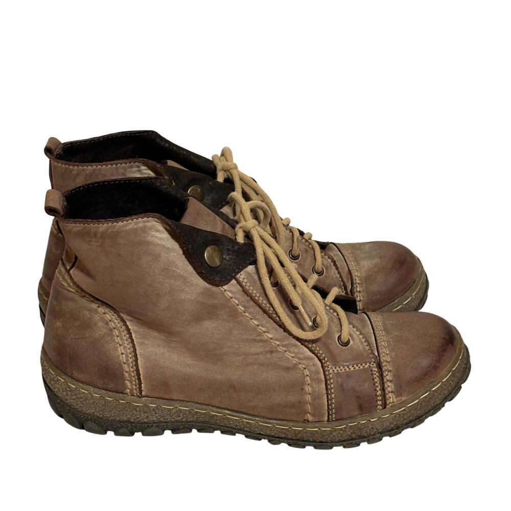 V Italia Brown Distressed Leather Walking Hiking Comfort Bootie Women’s 38 US 8